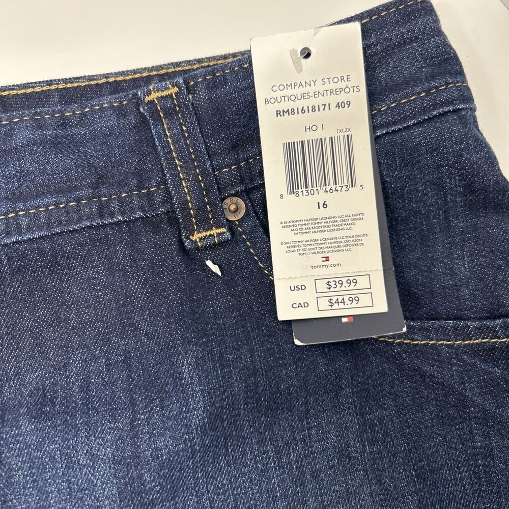 NWT Tommy Hilfiger Denim Blue Jean Skirt Size 16 Stretch Dark Wash - Picture 2 of 8